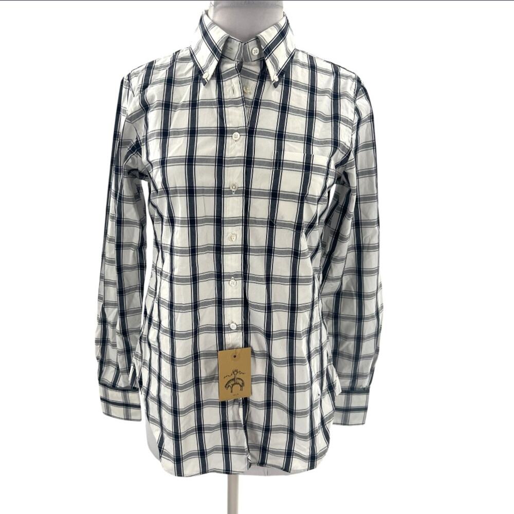 NWT Brooks Brothers black fleece check button down sz XS